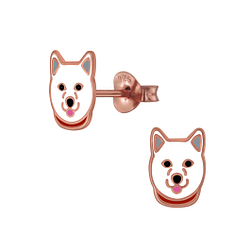 Wholesale Silver Husky Dog Stud Earrings