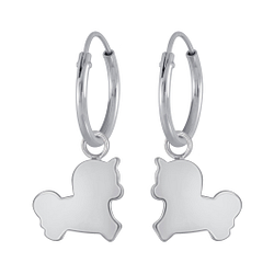 Wholesale Silver Unicorn Charm Hoop Earrings