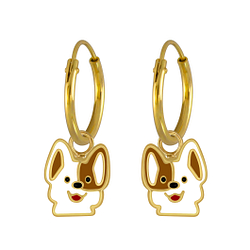 Wholesale Silver Dog Charm Hoop Earrings