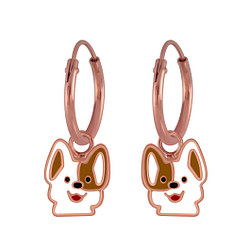 Wholesale Silver Dog Charm Hoop Earrings