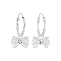 Wholesale Silver Bow Charm Hoop Earrings