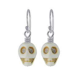 Wholesale Silver Handmade Skull Bead Earrings