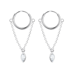Wholesale Silver Marquise Charm Hoop Earrings