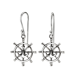 Wholesale Silver Ship Wheel Earrings