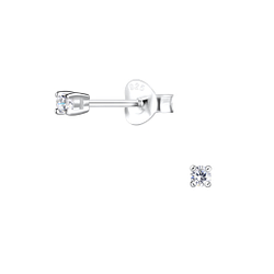 Wholesale 2mm Round Cubic Zirconia Silver Stud Earrings