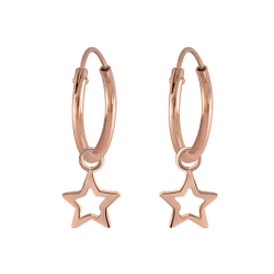 Wholesale Silver Star Charm Hoop Earrings