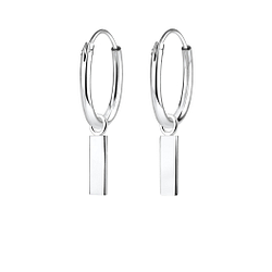 Wholesale Silver Bar Charm Hoop Earrings