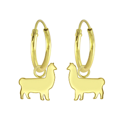 Wholesale Silver Llama Charm Hoop Earrings