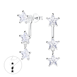 Wholesale Silver Star Cubic Zirconia Ear Jacket