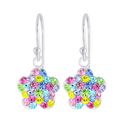 Wholesale Silver Flower Crystal Earrings