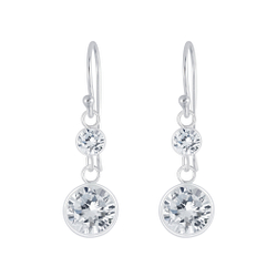 Wholesale Silver Round Cubic Zirconia Earrings