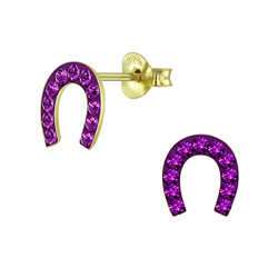 Wholesale Silver Horseshoe Crystal Stud Earrings