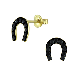 Wholesale Silver Horseshoe Crystal Stud Earrings