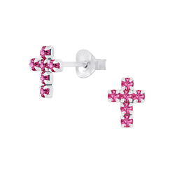 Wholesale Silver Cross Crystal Stud Earrings