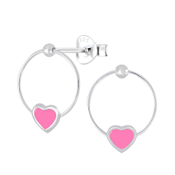 Wholesale Silver Heart Wire Stud Earrings