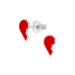 Wholesale Silver Broken Heart Stud Earrings