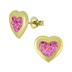 Wholesale Silver Heart Crystal Stud Earrings