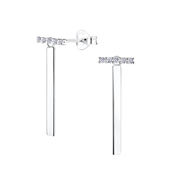 Wholesale Silver Bar Cubic Zirconia Stud Earrings