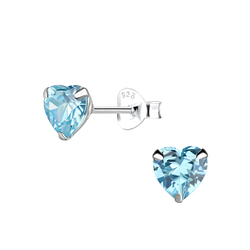 Wholesale 6mm Heart Cubic Zirconia Silver Stud Earrings