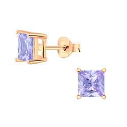 Wholesale 6mm Square Cubic Zirconia Silver Stud Earrings