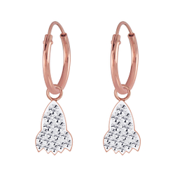 Wholesale Silver Crystal Rocket Charm Hoop Earrings