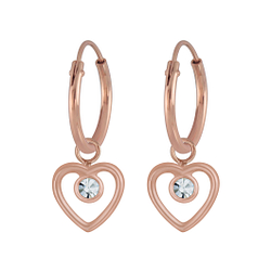 Wholesale Silver Heart Charm Hoop Earrings