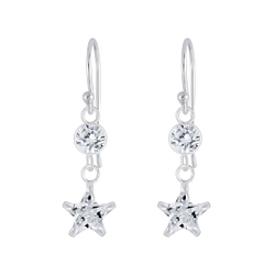 Wholesale Silver Star Cubic Zirconia Earrings