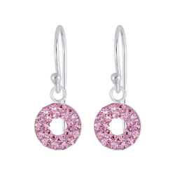 Wholesale Silver Circles Crystal Earrings