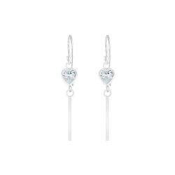 Wholesale Silver Heart Cubic Zirconia Earrings