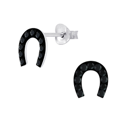 Wholesale Silver Horseshoe Crystal Stud Earrings