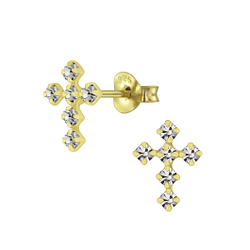 Wholesale Silver Cross Crystal Stud Earrings