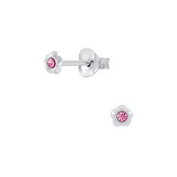 Wholesale Silver Flower Crystal Stud Earrings