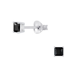 Wholesale 3mm Square Cubic Zirconia Silver Stud Earrings