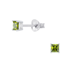 Wholesale 3mm Square Cubic Zirconia Silver Stud Earrings