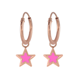 Wholesale Silver Star Charm Hoop Earrings