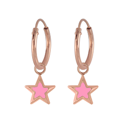 Wholesale Silver Star Charm Hoop Earrings