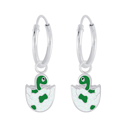 Wholesale Silver Dinosaur Charm Hoop Earrings