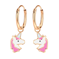 Wholesale Silver Unicorn Charm Hoop Earrings