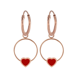 Wholesale Silver Heart Wire Charm Hoop Earrings