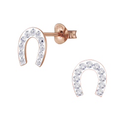 Wholesale Silver Horseshoe Crystal Stud Earrings