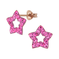 Wholesale Silver Star Crystal Stud Earrings