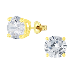 Wholesale 8mm Round Cubic Zirconia Silver Stud Earrings