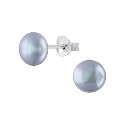 Wholesale 6mm Fresh Water Pearl Silver Stud Earrings