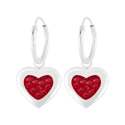 Wholesale Silver Heart Crystal Charm Hoop Earrings