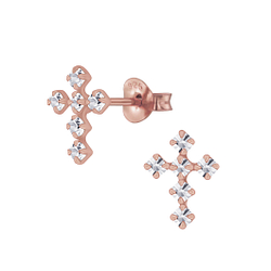 Wholesale Silver Cross Crystal Stud Earrings