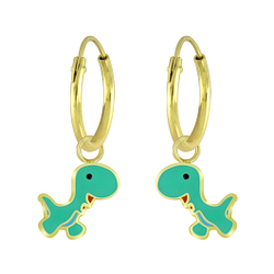 Wholesale Silver Dinosaur Charm Hoop Earrings