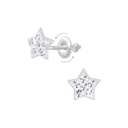 Wholesale Silver Star Crystal Screw Back Earrings