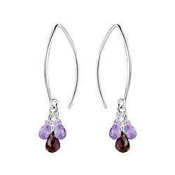 Wholesale Silver Wire Earrings with Precious Stone