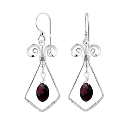 Wholesale Silver Geometric Earrings with Precious Stone