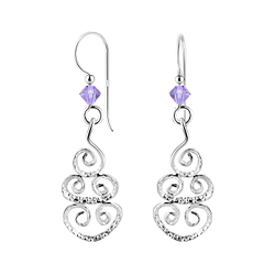 Wholesale Silver Spiral Earrings with Crystals Bead